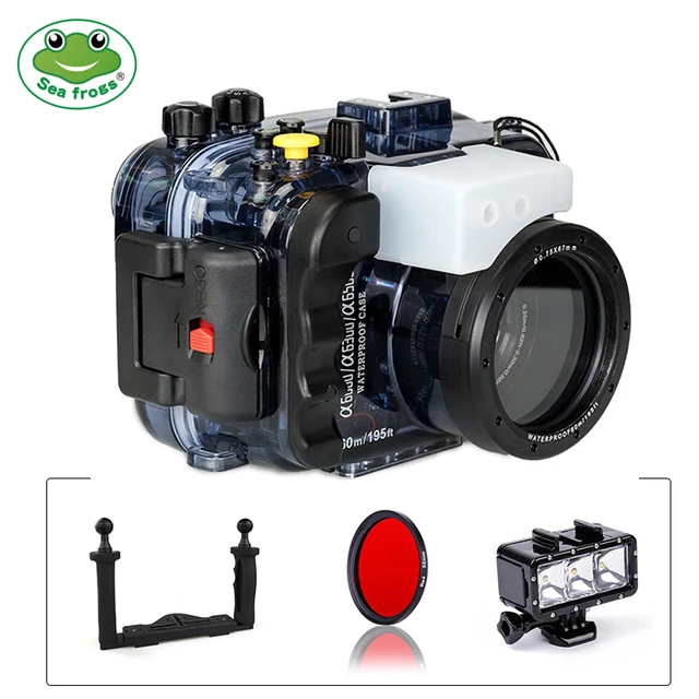 

Seafrogs Camera Housing 195ft/60M for Sony A6500 A6300 A6000 Waterproof Underwater Diving Case Protective shell with handle grip