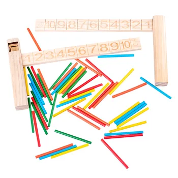 

Baby Wood Math Toys Arithmetic Colorful Digital 1-10 Addition and Subtraction Learning Ruler Solid Wood Toy for Children 3 Years