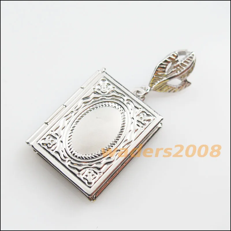 1Pcs Dull Silver Plated Square Picture Locket Frame Charms Pendants 19x23mm