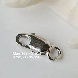 

Solid 925 Sterling Silver Lobster Claw Clasp with 1 Open Jump Ring Rhodium Plated ,1piece