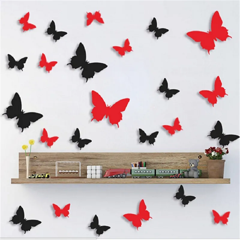 

12Pcs/Lot PVC 3D DIY Butterfly Wall Stickers Home Decor Poster for Kitchen Room Adhesive to Wall Decals Decoration
