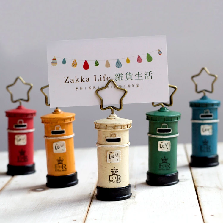 

Fast Delivery Creative Decoration 10pcs/lot Retro Resin Decoration "Send To Your Heart" Mailbox Photo Clip Place Card Holder