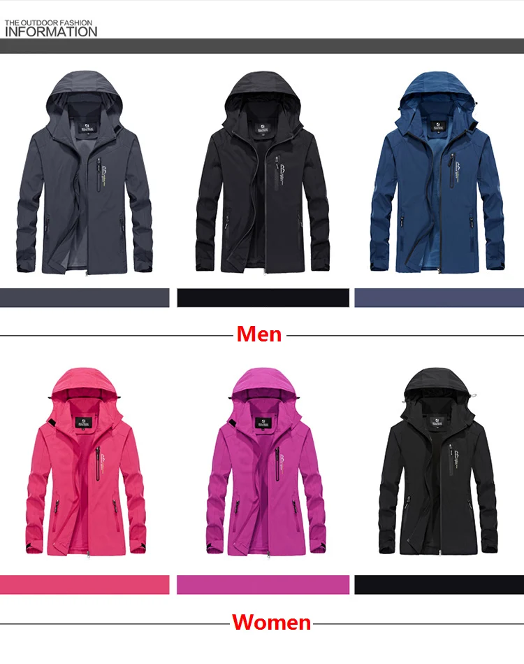 Aufdiazy Outdoor Hiking Jackets Men's Women's Spring Autumn Waterproof Coats Camping Trekking Climbing Tourism Softshell  IM049 (2)