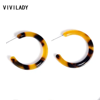 VIVILADY Fashion Small Round Circle Acrylic Hoop Earrings Women Brincos Acetic Acid Jewelry Bridal Wedding Birthday Party Gifts