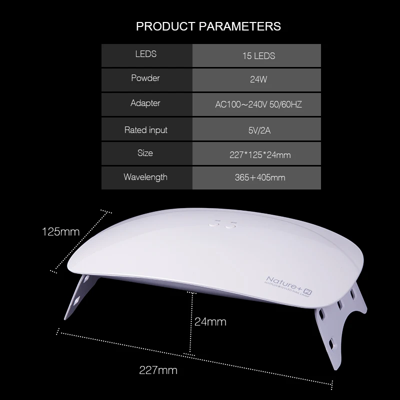 Modelones Nature2 24 Вт Светодиодная УФ-лампа для ногтей всех типов гель-лака 15 светодиодов USB кабель Сушилка для ногтей 30 s/60 s скрытый экран УФ-светодиодная лампа