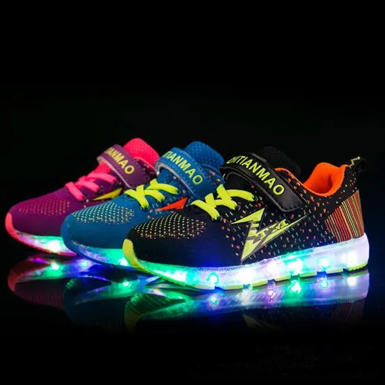 Новые светящиеся кроссовки, детская сетчатая обувь для мальчиков, usb зарядка, светильник, обувь для девочек с подсветкой светящиеся дети, размер 25-36 04