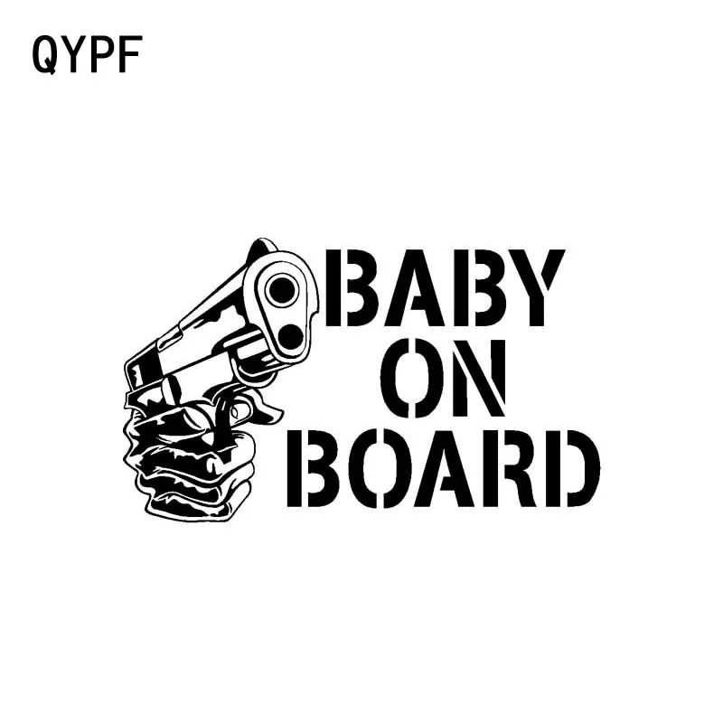 QYPF 15.2CM*9CM Vinyl Decal Car Sticker Baby On Board Gun Black Silver C14-0104 | Автомобили и мотоциклы