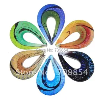 

Tear-shape Murano Glass Lampwork earring necklace Pendant mix color//#K