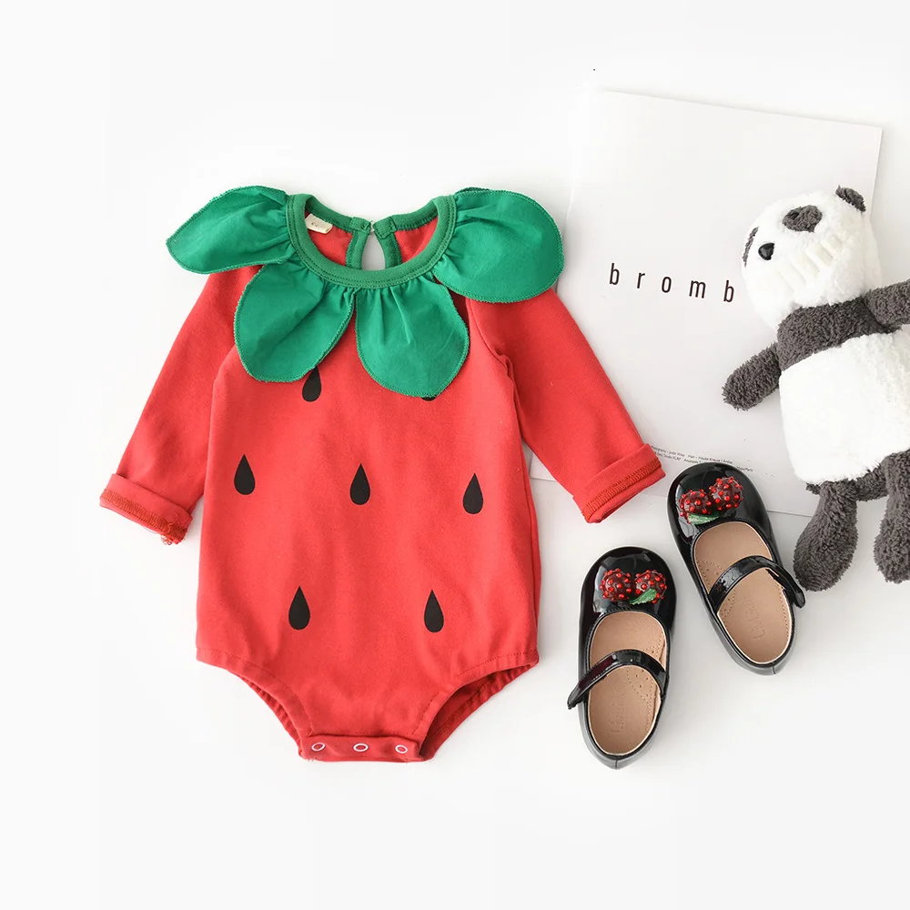 Autumn 2018 infant girls cartoon watermelon Bodysuits kids long sleeve