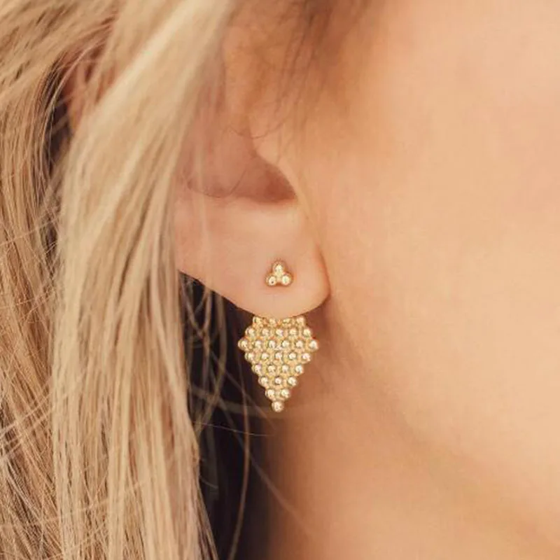 

E0498 Brand Punk Design Fashion Square Triangle Round Geometric Faux Stone Stud Earrings Women Party Jewelry Pendientes Brincos
