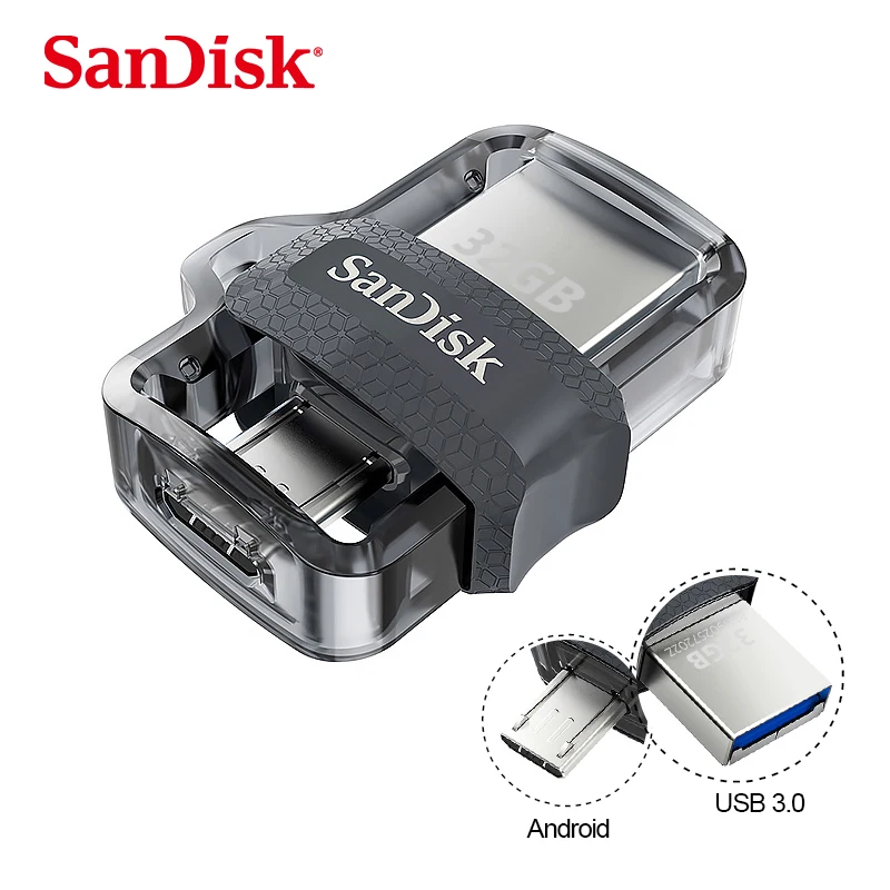 Sandisk мини USB 3,0 двойной OTG USB флеш-накопитель 16 ГБ 32 ГБ 64 ГБ 128 Гб флешки для телефона Android 10 лет гарантии