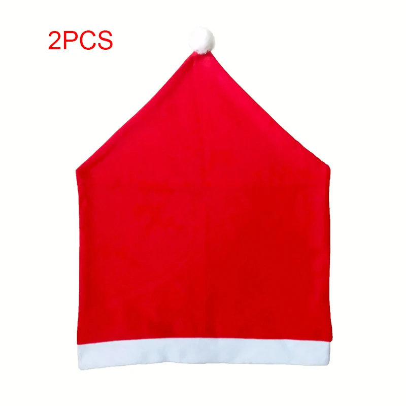 QuickDone 2 шт./компл. Рождественский чехол для спинки стула украшения Санта красной шляпе на стол для домашнего ужина год Рождественский Декор AKC6269 - Цвет: Red