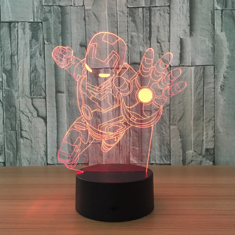 Ironman Superhero 7 Colors Changing LED Lamp 3D Lights Ironman Action