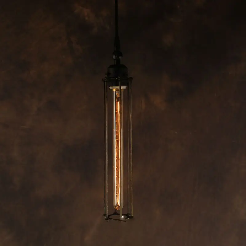 Vintage Pendant Light Industrial Edison Lamp American Style Flute With Cage E27 RH Loft Coffee Bar Restaurant Kitchen Lights vintage pendant lights industrial edison lamp american style clear glass bell shade fixture rh loft coffee bar restaurant lights