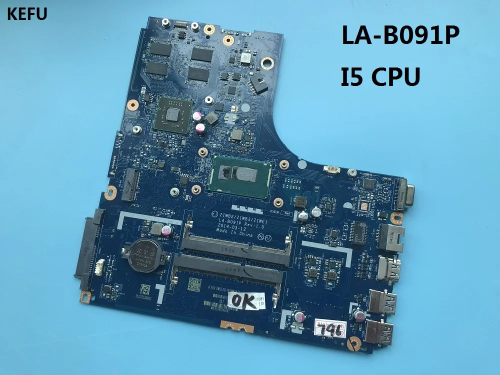 

KEFU High quality for Lenovo Ideapad B50-80 Laptop Motherboard ZIWB2/ZIWB3/ZIWE1 LA-B091P with cpu i5 100% working
