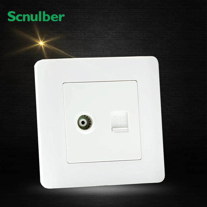 

1 gang Television tv wall switch socket with 1 gang computer RJ45 8 core outlet