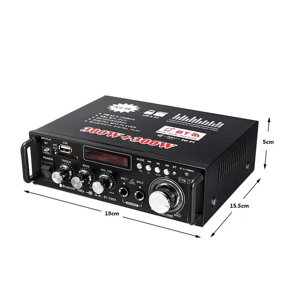 12V 220V ЖК дисплей Дисплей цифровой усилитель HIFI аудио стерео Мощность с цифровым