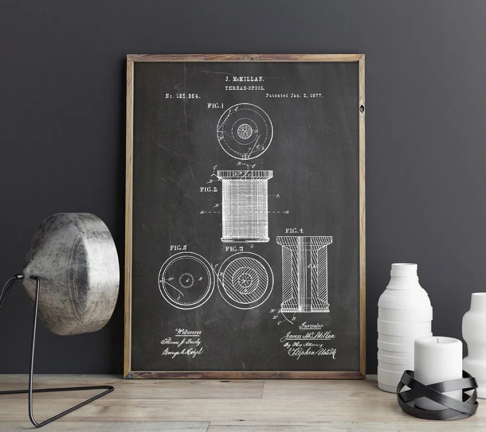 

Thread Spool patent,Sewing wall art ,Craft posters,craft room decor,vintage print,blueprint, gift idea,wall Decorations
