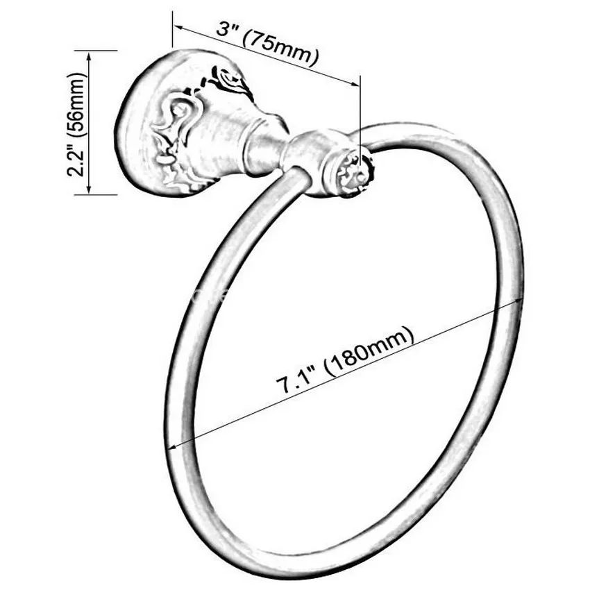 Аксессуар для ванной комнаты настенный черный масло втирают Бронзовый латунь красивый узор кольцо для полотенца держатель стойки aba446