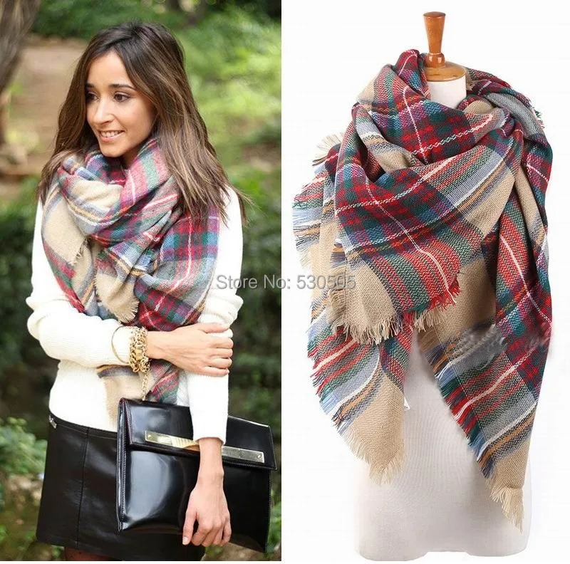 Tartan Scarf Plaid Scarf New Designer Unisex Acrylic Basic Shawls Women