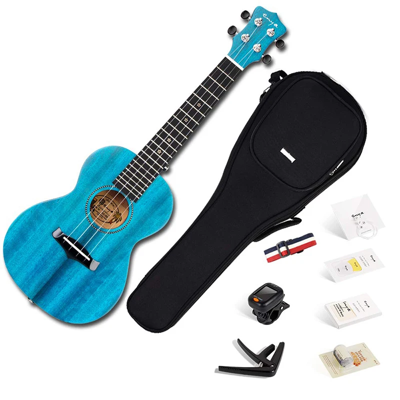 

Enya Concert Ukulele EUC-25D 23" Solid Mahogany Top with Ukulele Starter Kit Includes Lessons, Case, Strap, Strings, Capo etc.