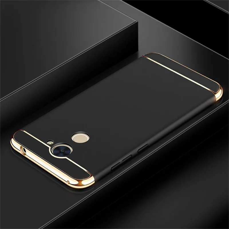 Huawei Y7 Prime чехол для телефона задняя крышка модный 3 в 1 позолоченный защитный чехол для huawei honor Y7 Твердый Чехол - Цвет: Черный