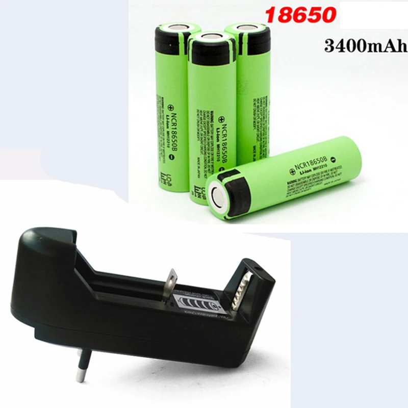 

Original Rechargeable Battery NCR 18650 3.7V 3400mAh +EU / US charger li-ion Rechargeable Batteries NCR18650B Battery