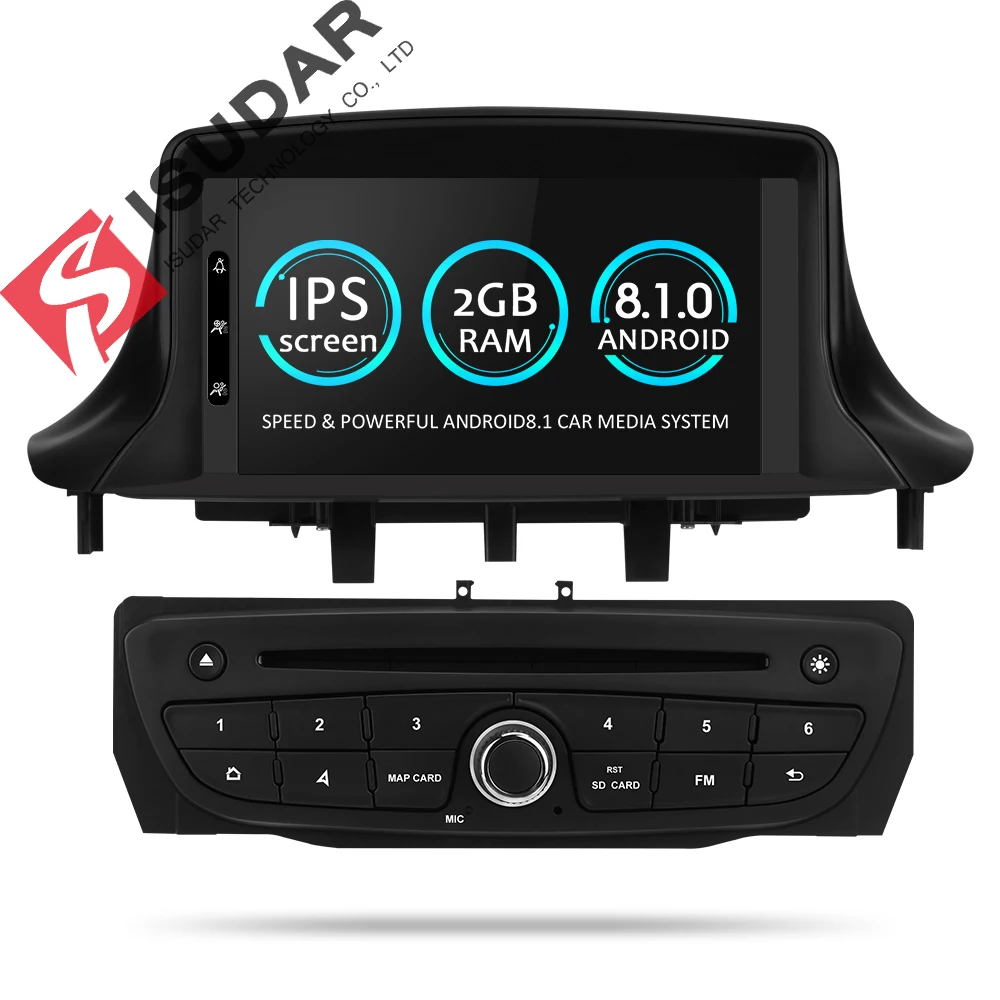 

Isudar Car Multimedia player Two Din Android 9 Automotivo DVD Player For Renault/Megane 3 Fluence Radio FM GSP 4 Core RAM 2G DSP