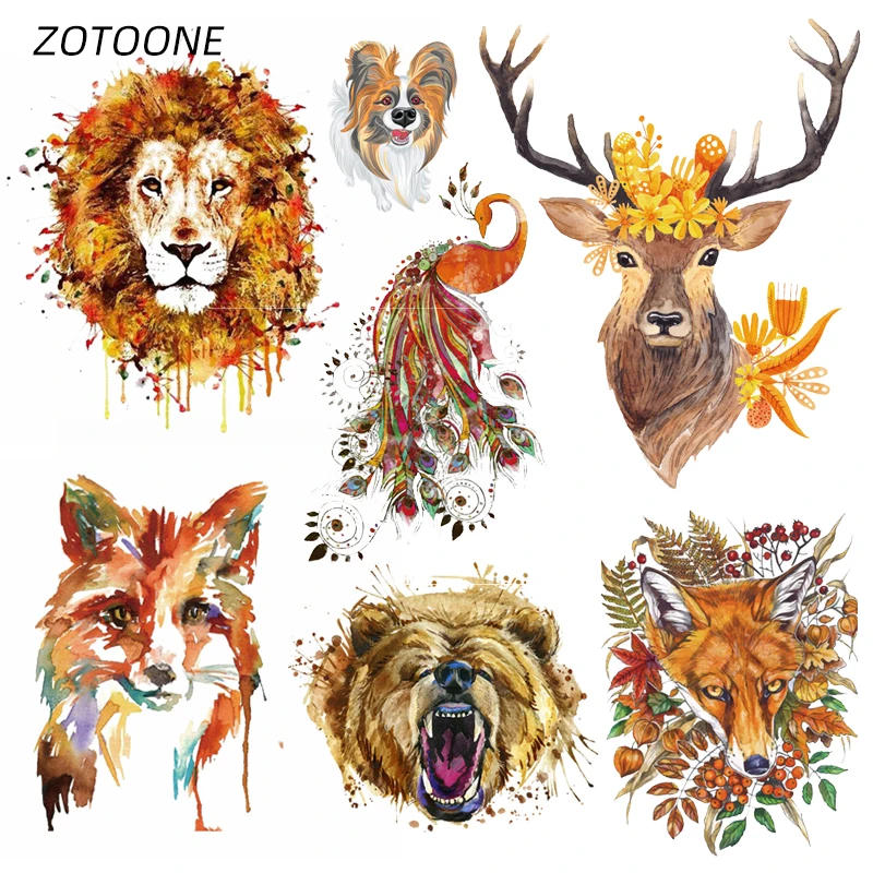 

ZOTOONE Animal Stripes Iron on Transfer Patches on Clothing Diy Patch Heat Transfer for Clothes Decoration Stickers for Kids G