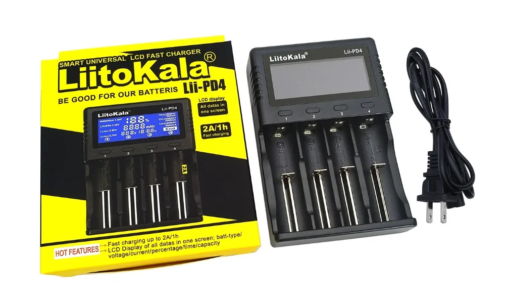 Умное устройство для зарядки никель-металлогидридных аккумуляторов от компании Liitokala: Lii-260 Lii-PD4 ЖК-дисплей 18650/18500/16340/18350/14500/10440/17500 Батарея Зарядное устройство, литий-ионный аккумулятор Батарея Зарядное устройство обнаружения