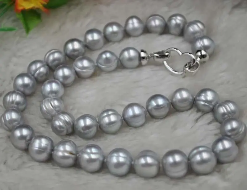 Женский дизайн 1" 9-10 мм серое ожерелье из пресноводного жемчуга в стиле барокко