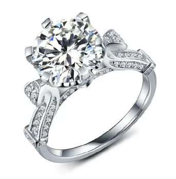 

Test Positive Super Big 5CT Moissanite Wedding Ring Solid Sterling Silver Man Made Top Quality Forever Brilliant