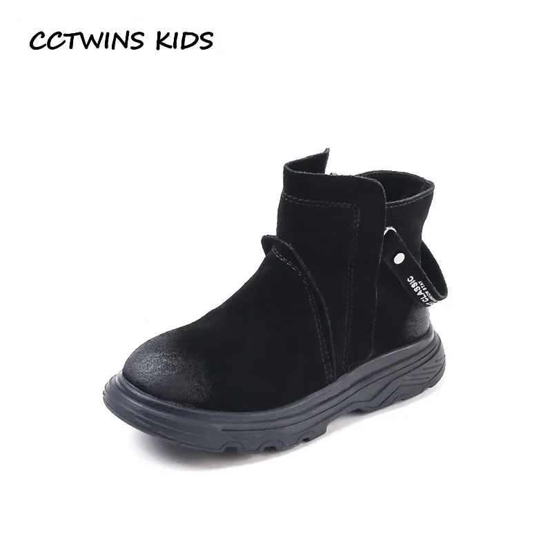 

CCTWINS KIDS 2018 Winter Baby Girl Brand Ankle Boot Children Fashion Genuine Leather Warm Shoe Boy Black Boot CF1647