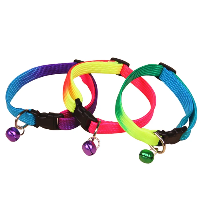 Rainbow Cat Dog Bell Collar Adjustable Outdoor Comfortable Pet Collars