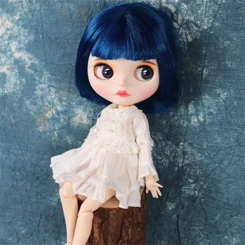 

New Model 30cm Blyth BJD Doll With Blue Short Hair DIY Body Joint Doll Can Change Makeup And Dress 1/6 12inches Jointed Dolls