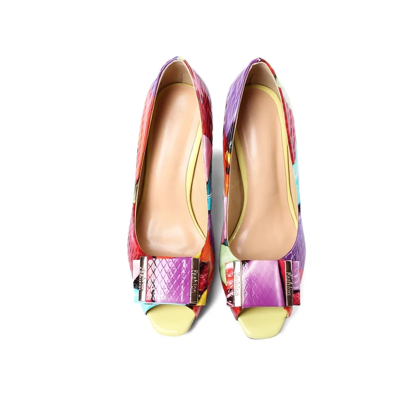 EGONERY/модные туфли-лодочки; коллекция года; летние женские вечерние туфли из натуральной кожи на высоком каблуке и танкетке с открытым носком; женские туфли-лодочки для танцев размера плюс