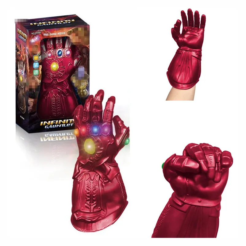 Avengers Endgame Marvel Thanos Gloves Cosplay Arm Avengers Iron Man Infinity Gauntlet Tony Stark Plastic LED Glove Kid Child Toy