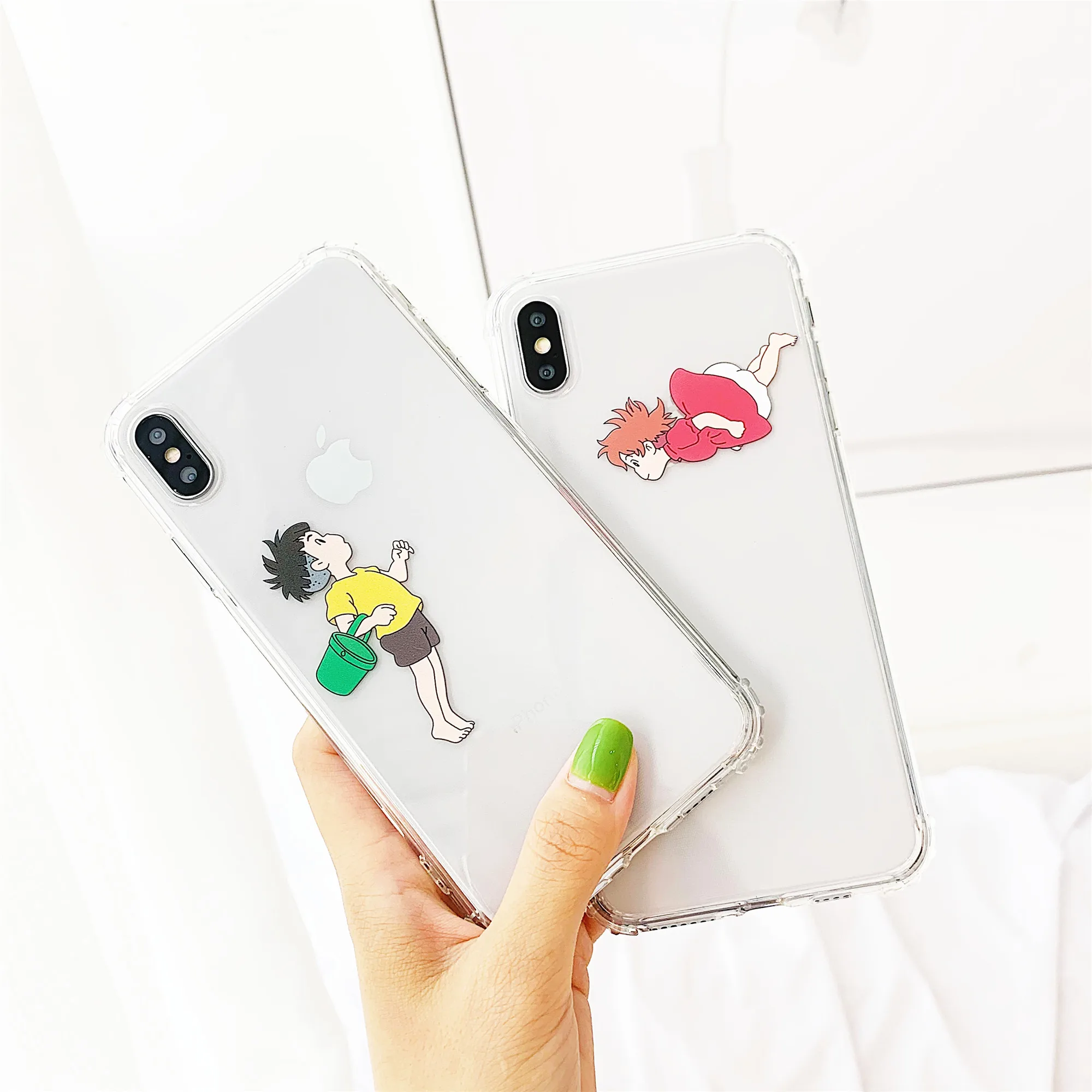 

Minimum anime phone case for iphoneX XS XR XsMax Cartoon Cute Couple's iphone6s 6 7 8 Plus case Soft tpu cover