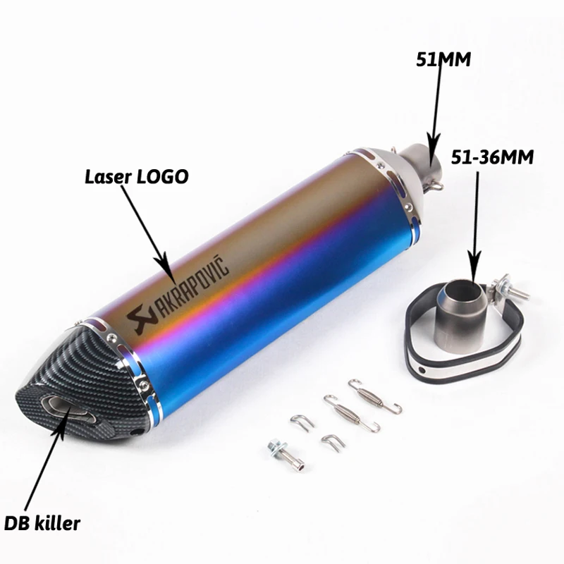 570mm largo silenciador moto de motogp cbr cqr yzf Akrapovic accesorios escape de moto ktm 36-51mm R1 250cc 350cc 600cc 570mm largo silenciador moto de motogp cbr cqr yzf Akrapovic accesorios escape de moto ktm 36-51mm R1 250cc 350cc 600cc