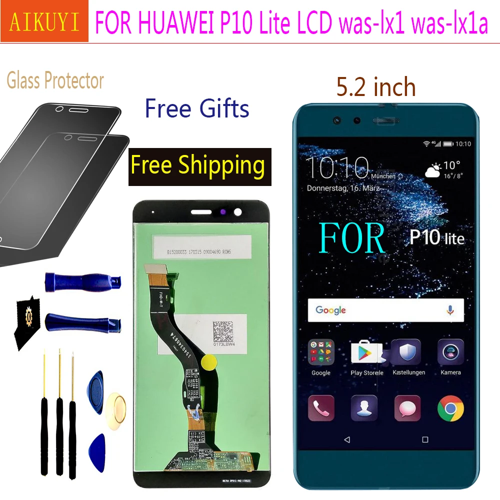 Продажа Для HUAWEI P10 Lite ЖК дисплей сенсорный экран с рамкой для HUAWEI P10 Lite ЖК экран was lx1 was lx1a