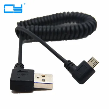 

90 Degree USB Micro USB Kabel Charge USB to Micro USB Spring Cable Data Sync Charger Cord Coiled Cabo B Left for Samsung Phones