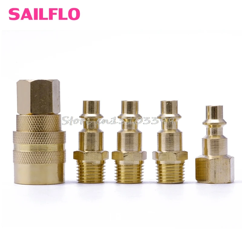 5Pcs Brass Quick Coupler Set Solid Air Hose Connector Fittings 1/4" NPT