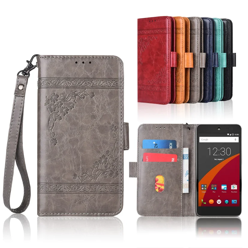 

Newest Wallet case for Wileyfox Swift Flip case with Strap,100% special PU leather embossing flower book cover case