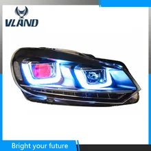 VLAND светодиодный U Стиль Demon eyes лампы для Volkswagen Golf 6 MK6 фары 2008 2009 2010 2012 для GOLF R20 светодиодный головной фонарь