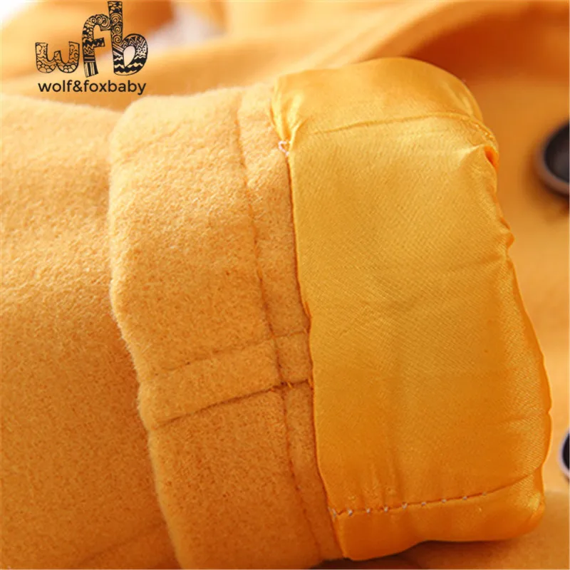 Retail 3-10 years children coats Plus velvet thickening double breasted full-sleeves solid color kids spring autumn fall winter