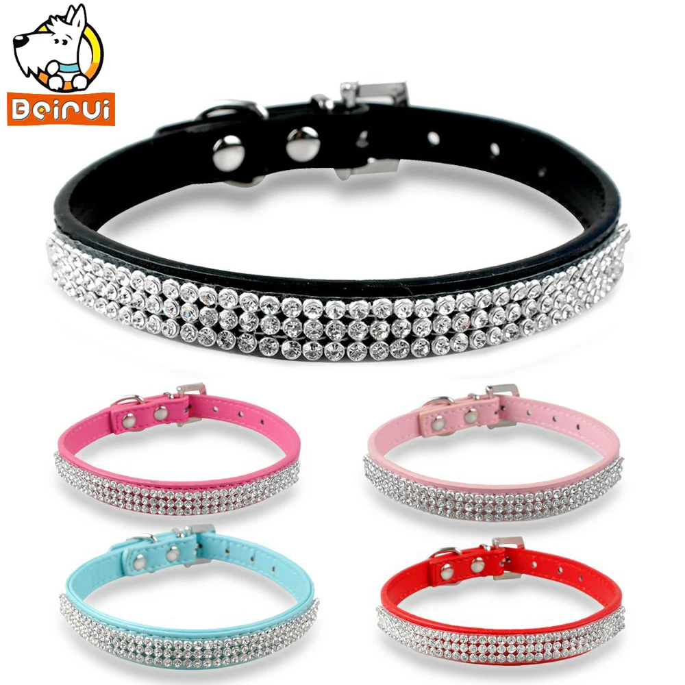Buy Full Crystal Rhinestones Diamonds PU Leather Dog