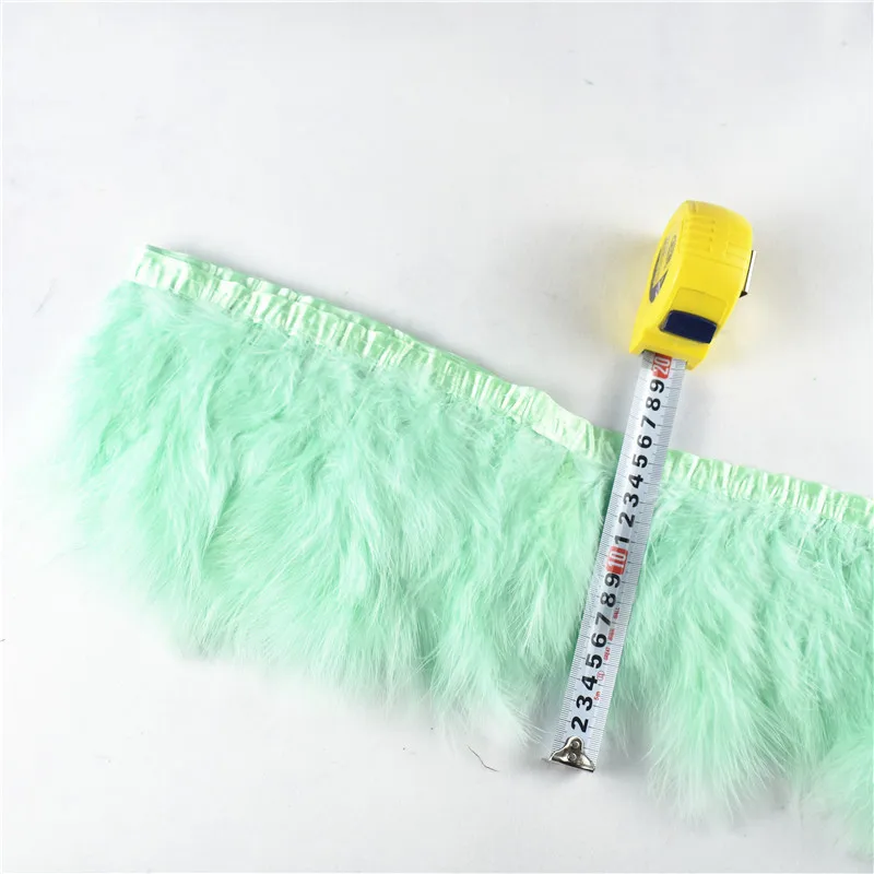 

Mint Green 2Yard/lot Natural Marabou Feather Trims Fringe 6-8inch Turkey Feathers for Crafts Ribbon Boa Wedding Decoration Plume