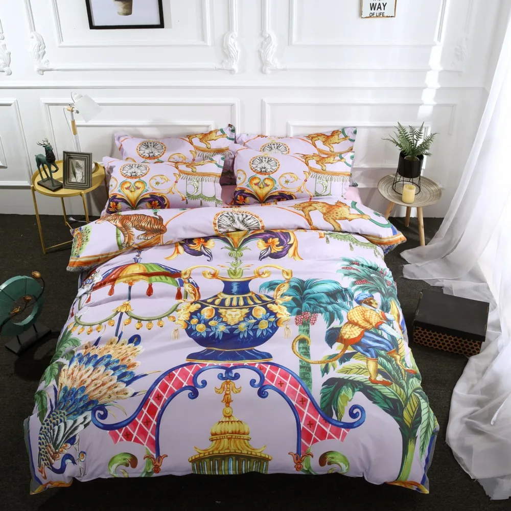 

Drop Shipping 3D Digital Printing Duvet Cover Pillowcases Bohemia Blue Flower Soft Bed Covers 3/4PCS D31 Bohemia vase Flower