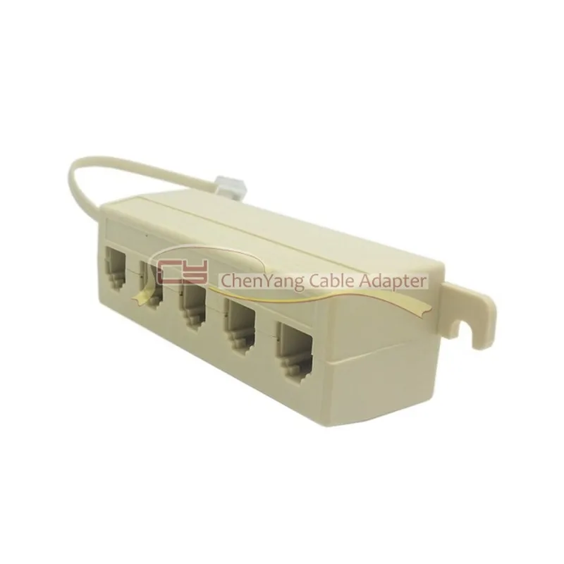 Beige Colore 5 Way Presa 6P4C Rj11 Rj12 Telefono Telefono Modulare Jack Linea Splitter Adapter 1-In-5-Out