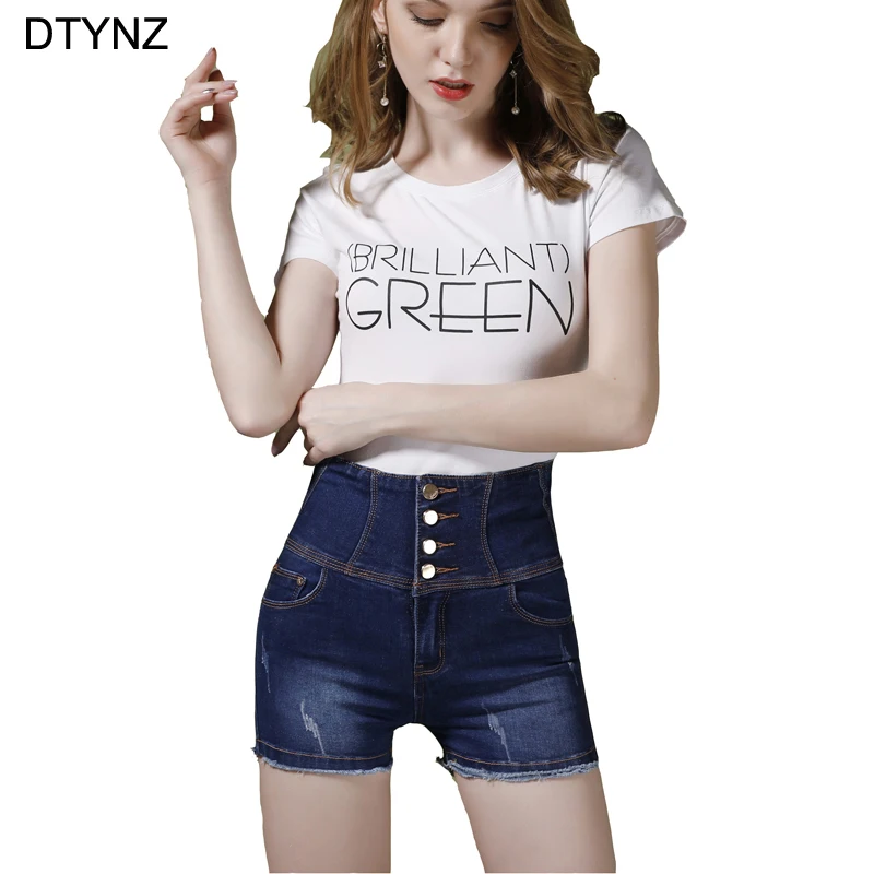 

DTYNZ Jeans Pants Women Casual Slim Stretch Girls Denim Shorts Pant High Waist Blue Summer Autumn Plus Size Hot pants